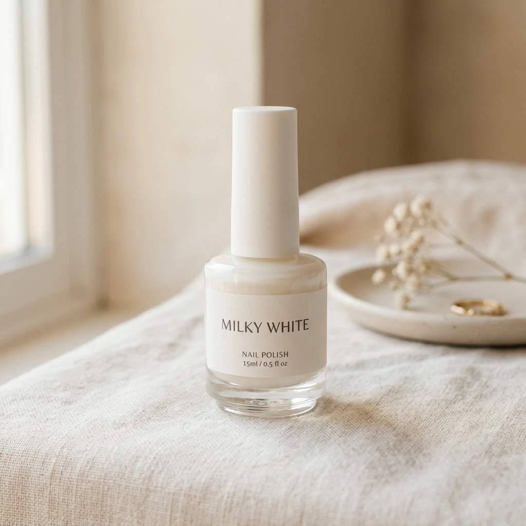 Milky white nail polish