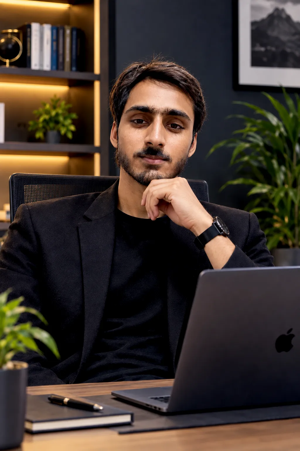 Abdul, founder of The Muse Vale, at his desk