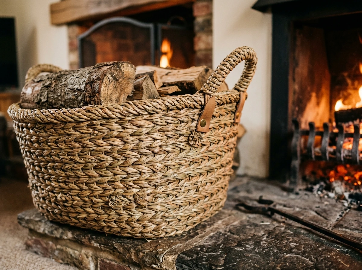 Add Natural Fiber Accents Around the Firebox