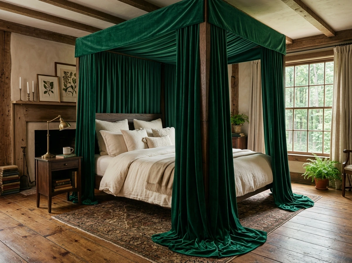 An Emerald Canopy That Turns the Bed Into a Retreat