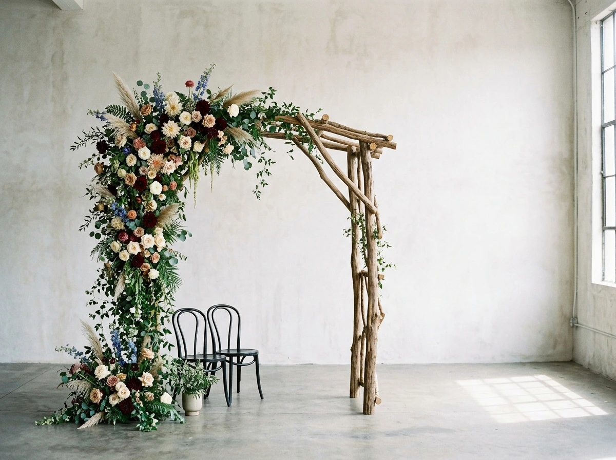 Asymmetrical One-Sided Fall Wedding Arch