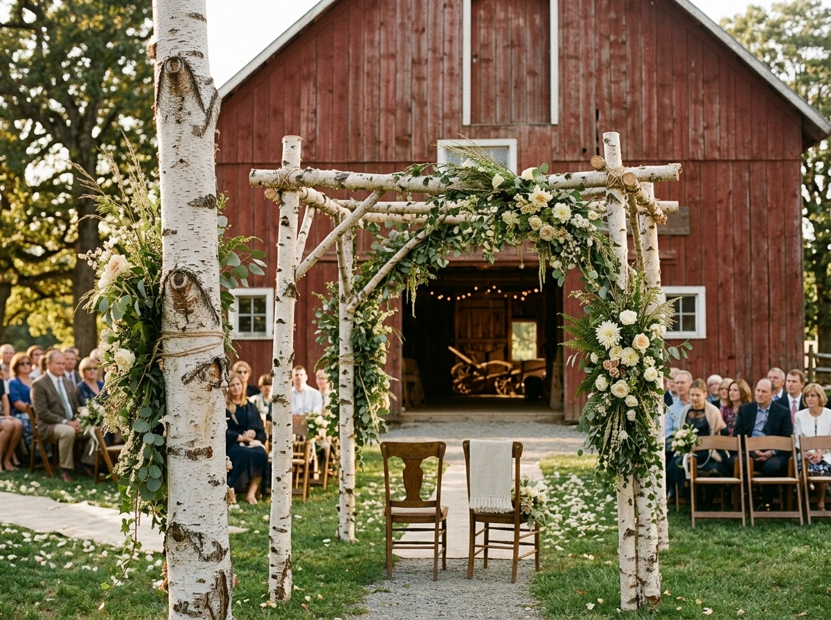Birch Branch DIY Fall Wedding Arbor