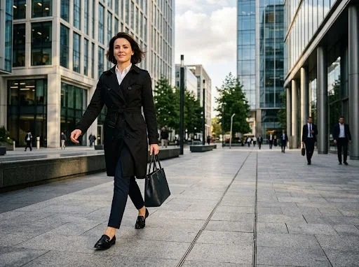 Black Trench Coat Over a Floral Dress: The Contrast That Works