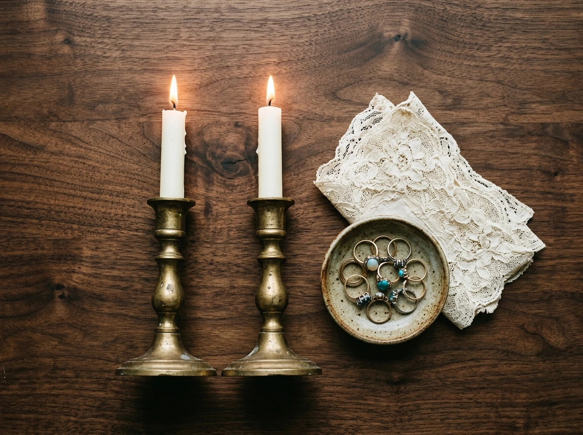Brass Candlestick Holders Doing the Work of a Nightlight