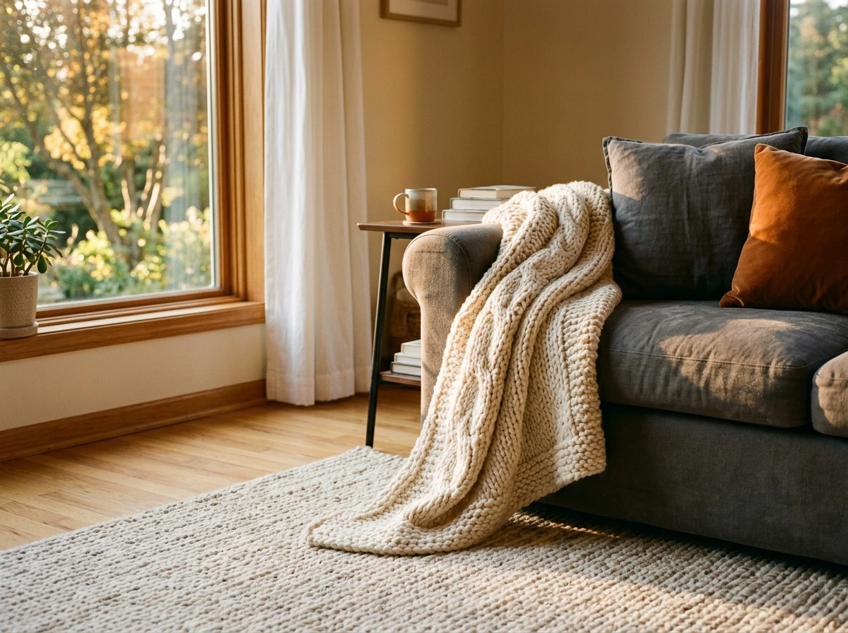 Bring In a Chunky Knit Throw Blanket