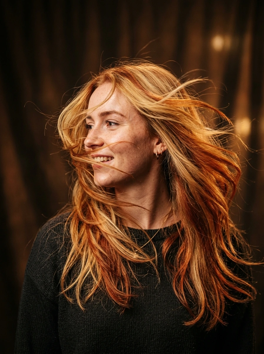 Bronze and Copper-Blonde Balayage for Maximum Warmth