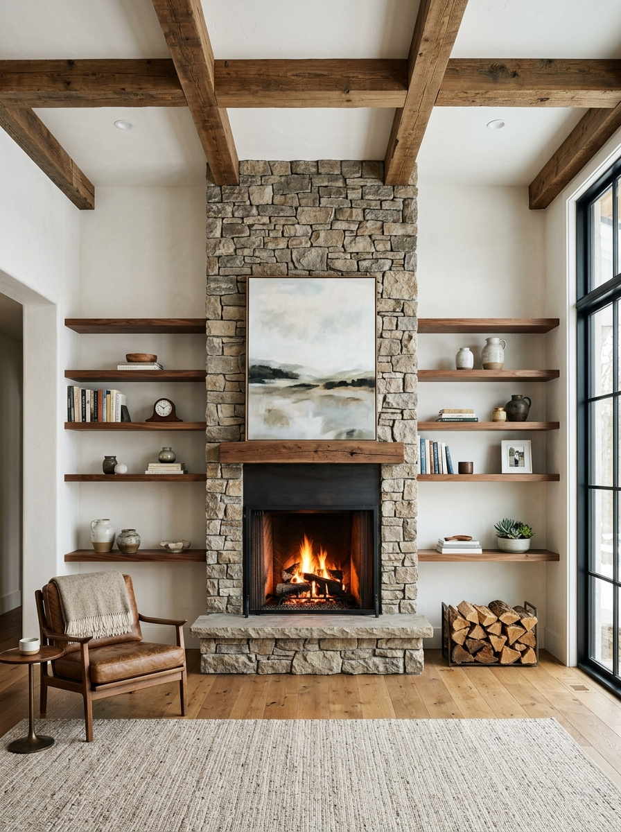 Built-In Bookcases Beside a Fireplace Need Room to Breathe, Not Just Shelves to Fill
