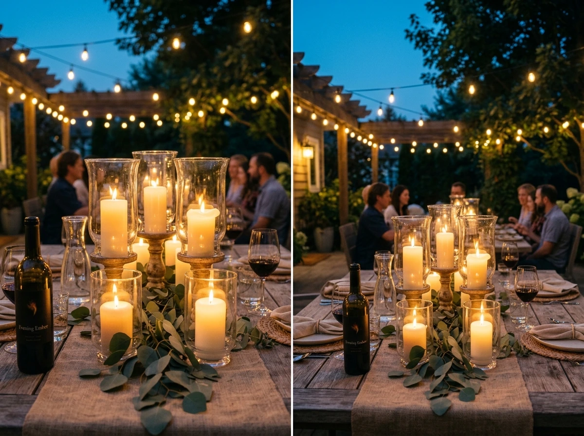 Candle and Lantern Placement for Real Outdoor Dining Atmosphere