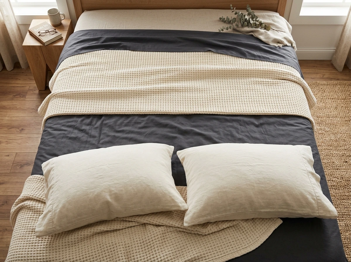 Charcoal and Cream Bedding for Contrast That Breathes