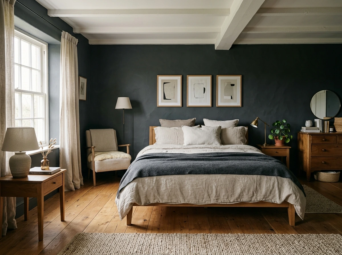 Charcoal Walls With a Soft, Chalky Finish