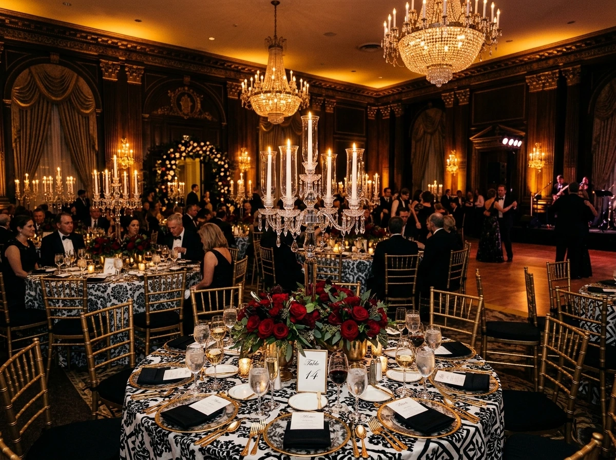 Classic Black Tie: A Timeless Wedding Reception Theme Done Right