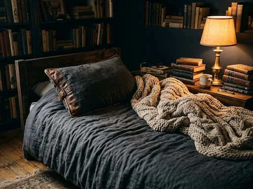 Dark Academia Bedding Aesthetic, and Why Leather Details Change Everything