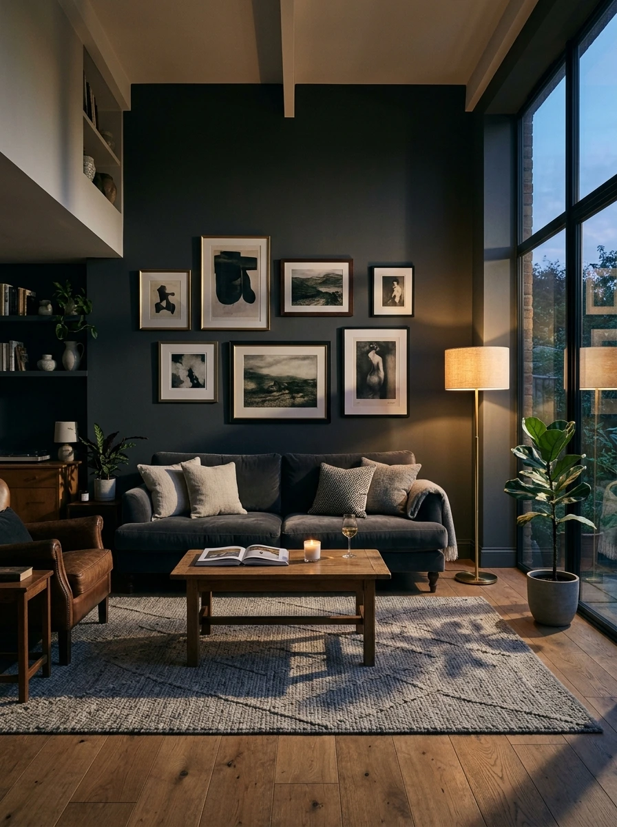 Deep Charcoal Walls That Make Art Pop