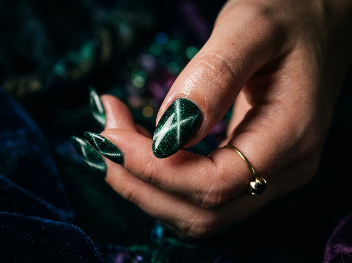 Double Cat Eye Nails With Two Magnetic Lines Crossing