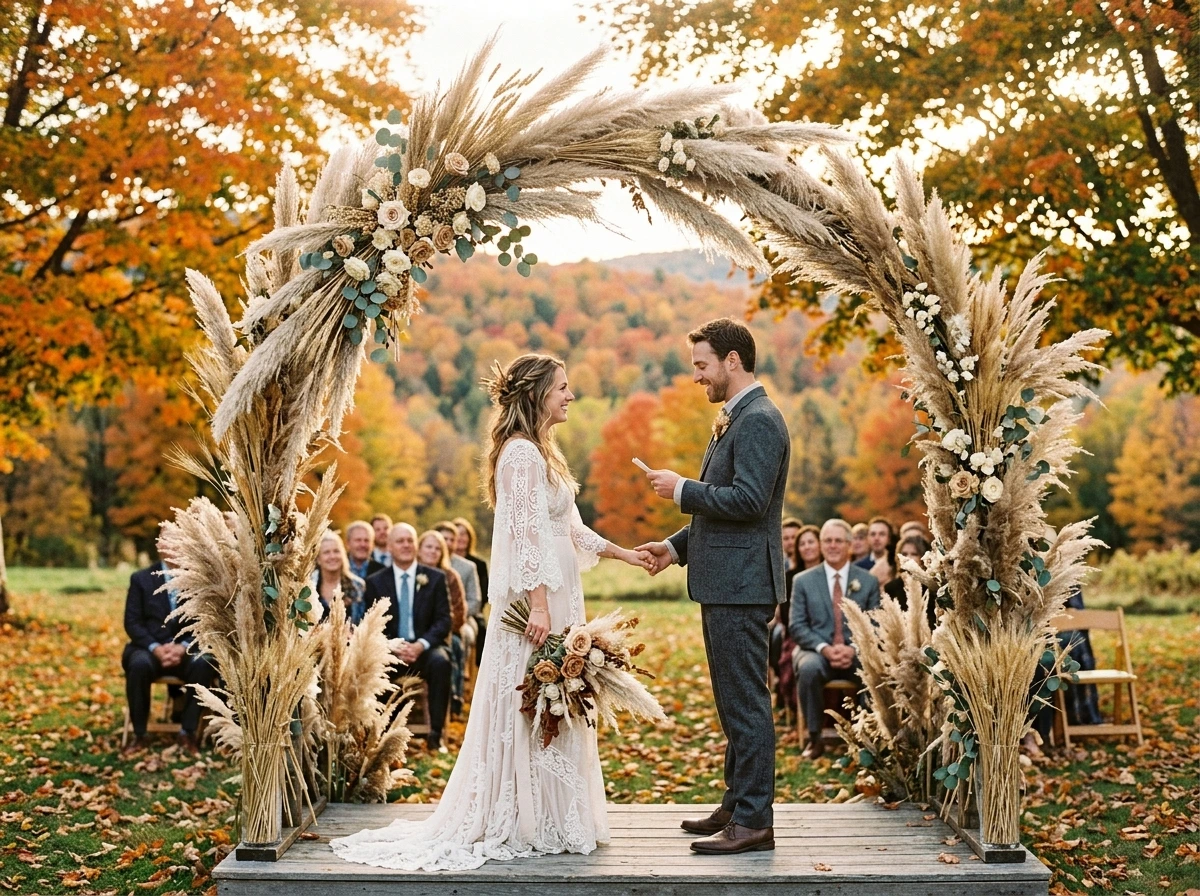 Dried Pampas Grass Fall Wedding Arch