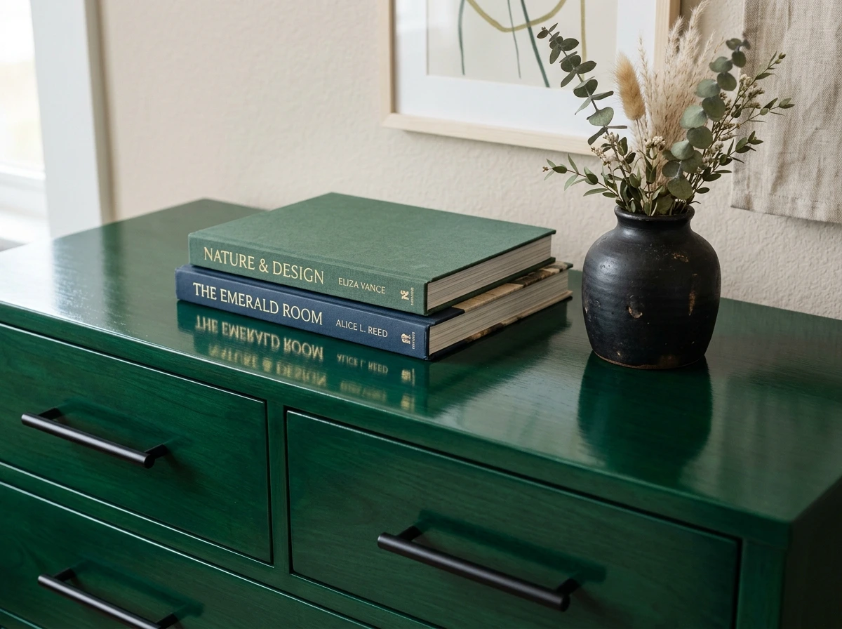 Emerald and Black Hardware for a Jewel Tone Bedroom That Feels Grown-Up