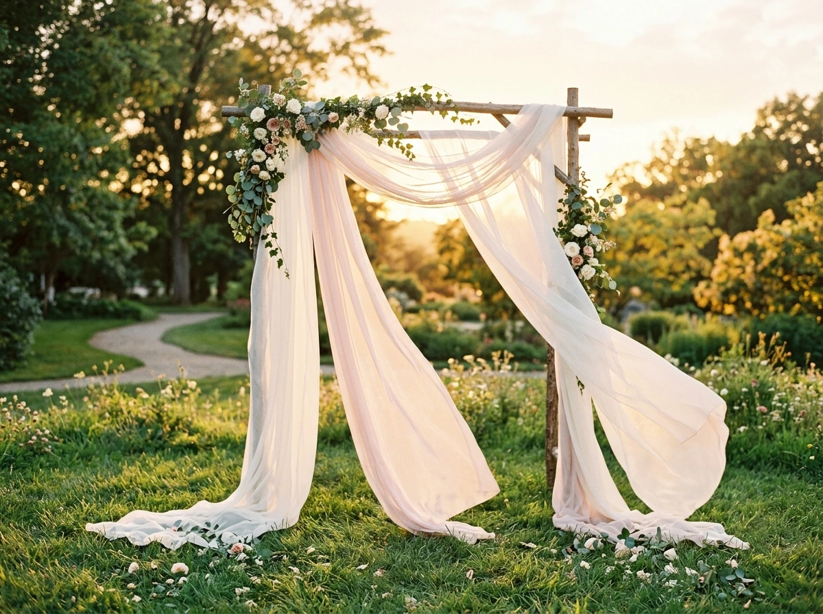 Fabric Draped Simple Wedding Arch