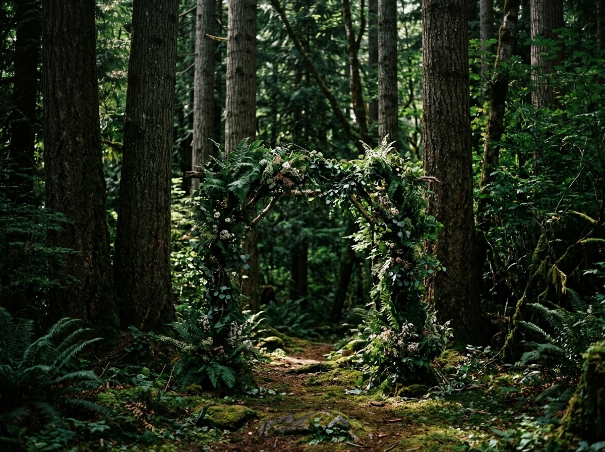 Forest Backdrop Natural Fall Wedding Arch