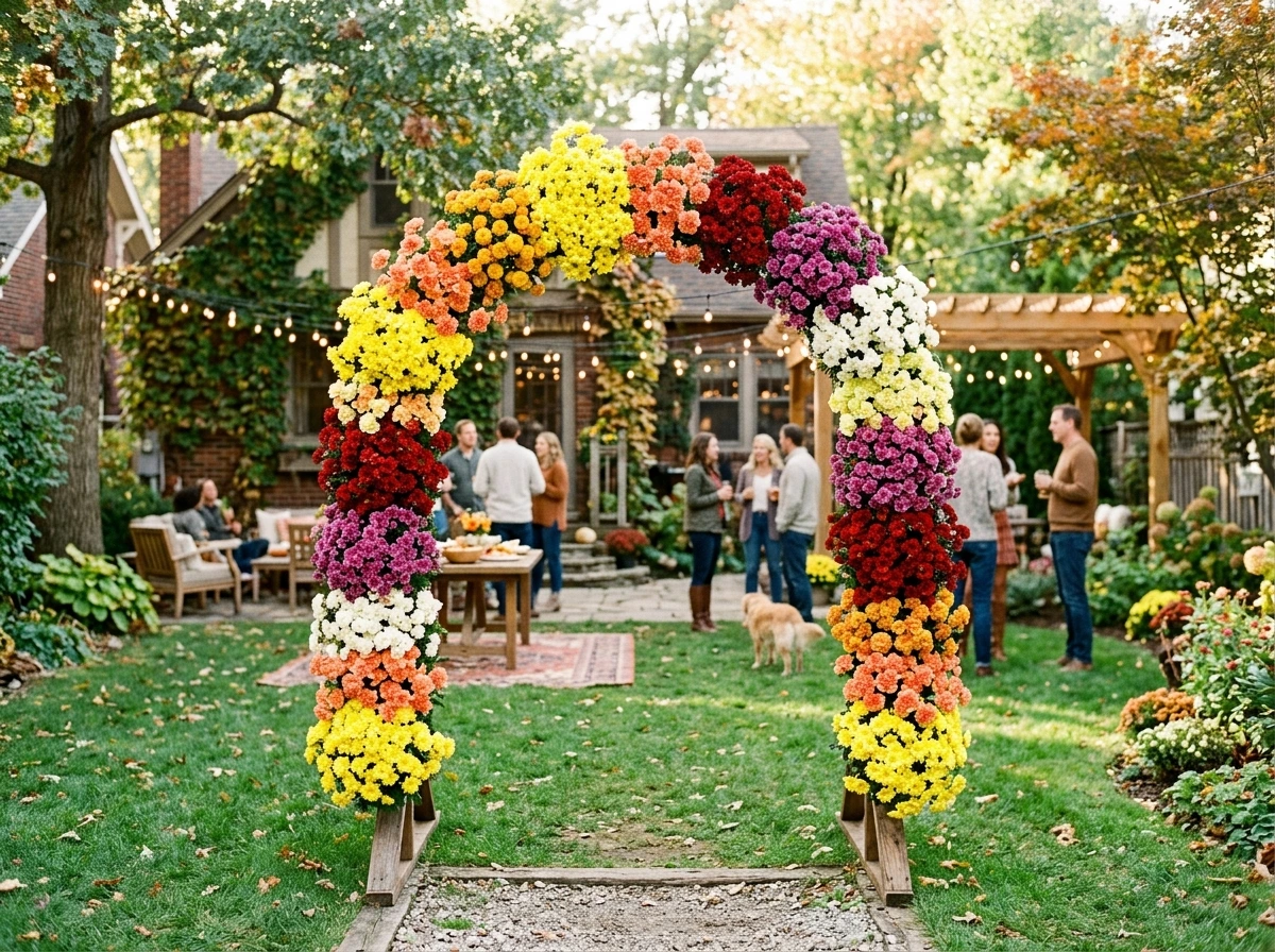 Grocery Store Flower Fall Wedding Arch