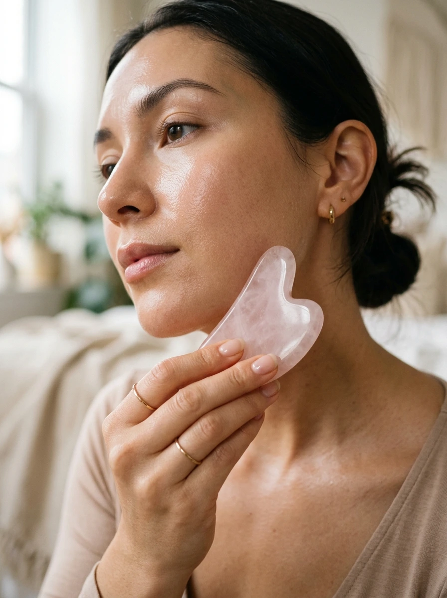 Gua Sha and Jade Roller as a Genuine Home Spa Facial Ritual