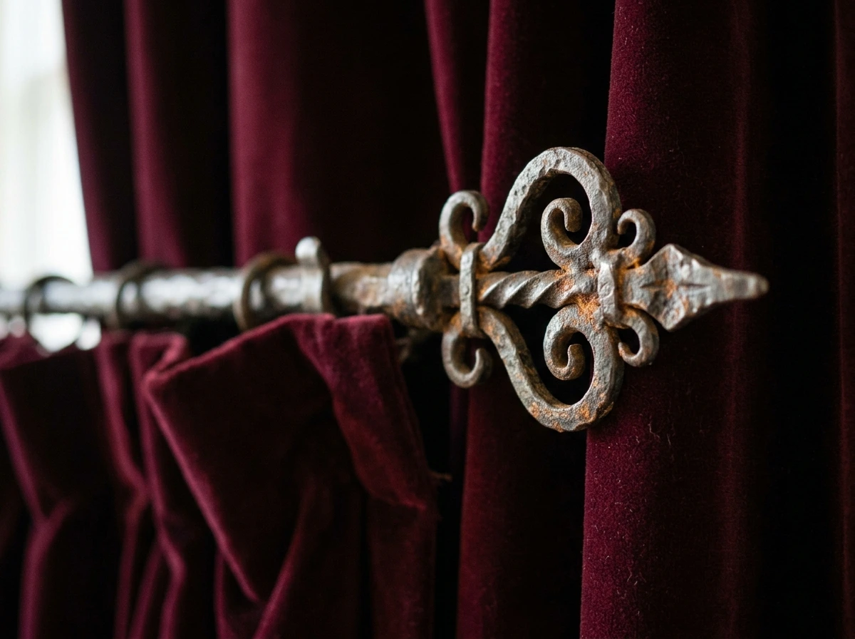 Heavy Curtain Rods in Aged Iron or Bronze