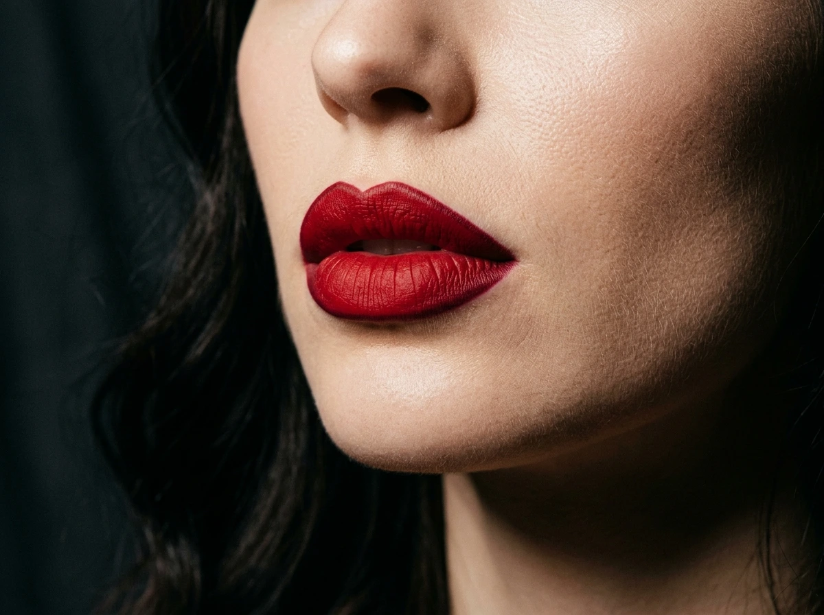 How a Glam Red Lip Bridal Look Photographs Like a Movie Still