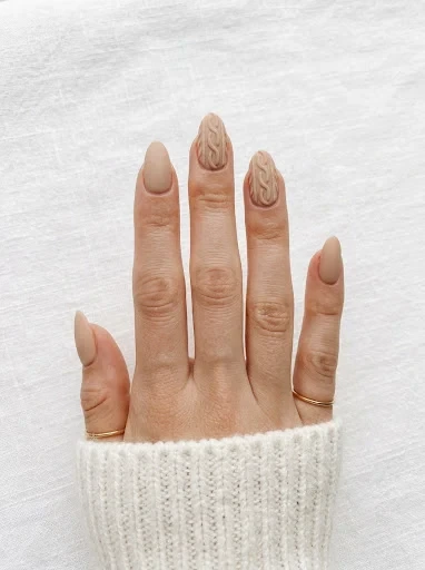 How a Nude Cable Knit Nail Pairs With Literally Every Outfit in Your Closet