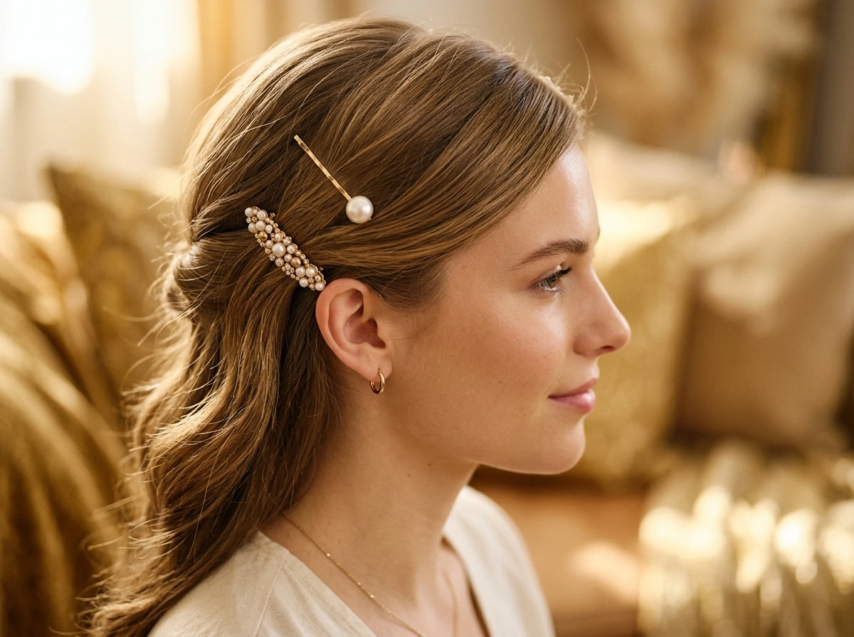 How to Add a Pearl Pin or Barrette Accent to Your One-Side Style