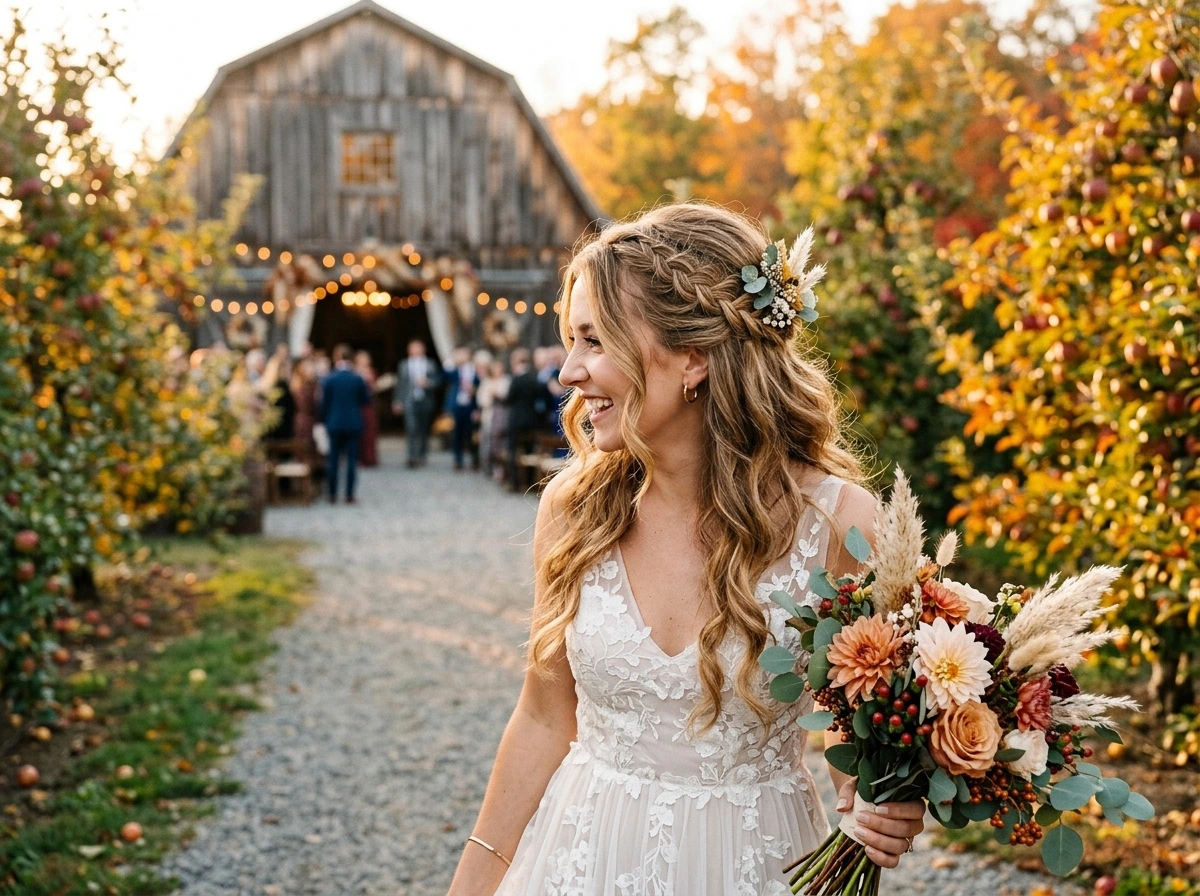 How to Create a Boho Half-Up With a Braided Detail for Outdoor Fall Weddings