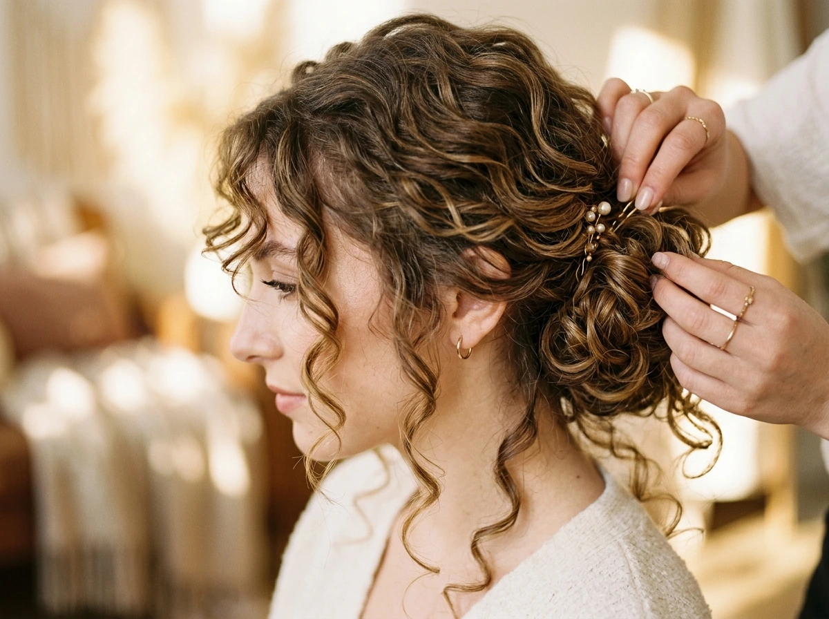 How to Create a Romantic One-Side Pin With Loose Curls