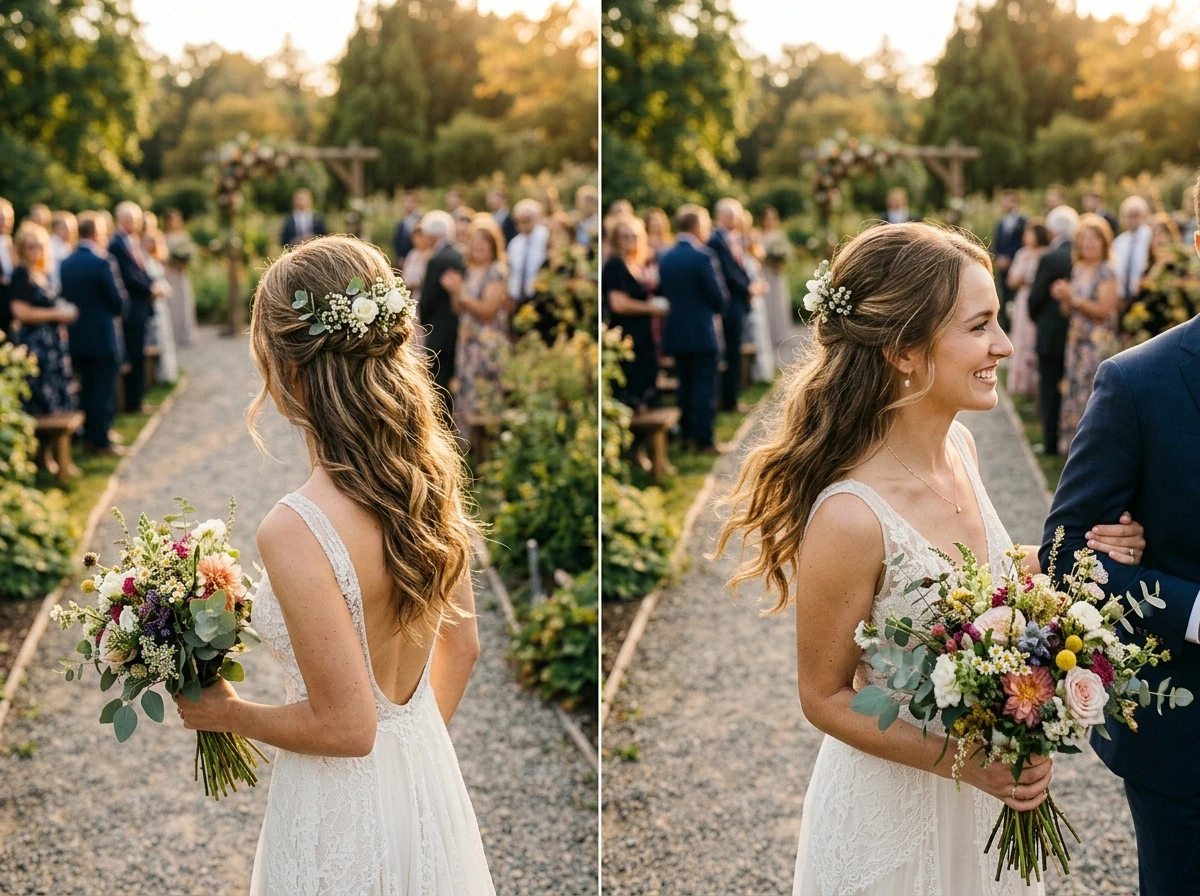 How to Create a Soft Half-Up With Loose Waves for Fall Weddings