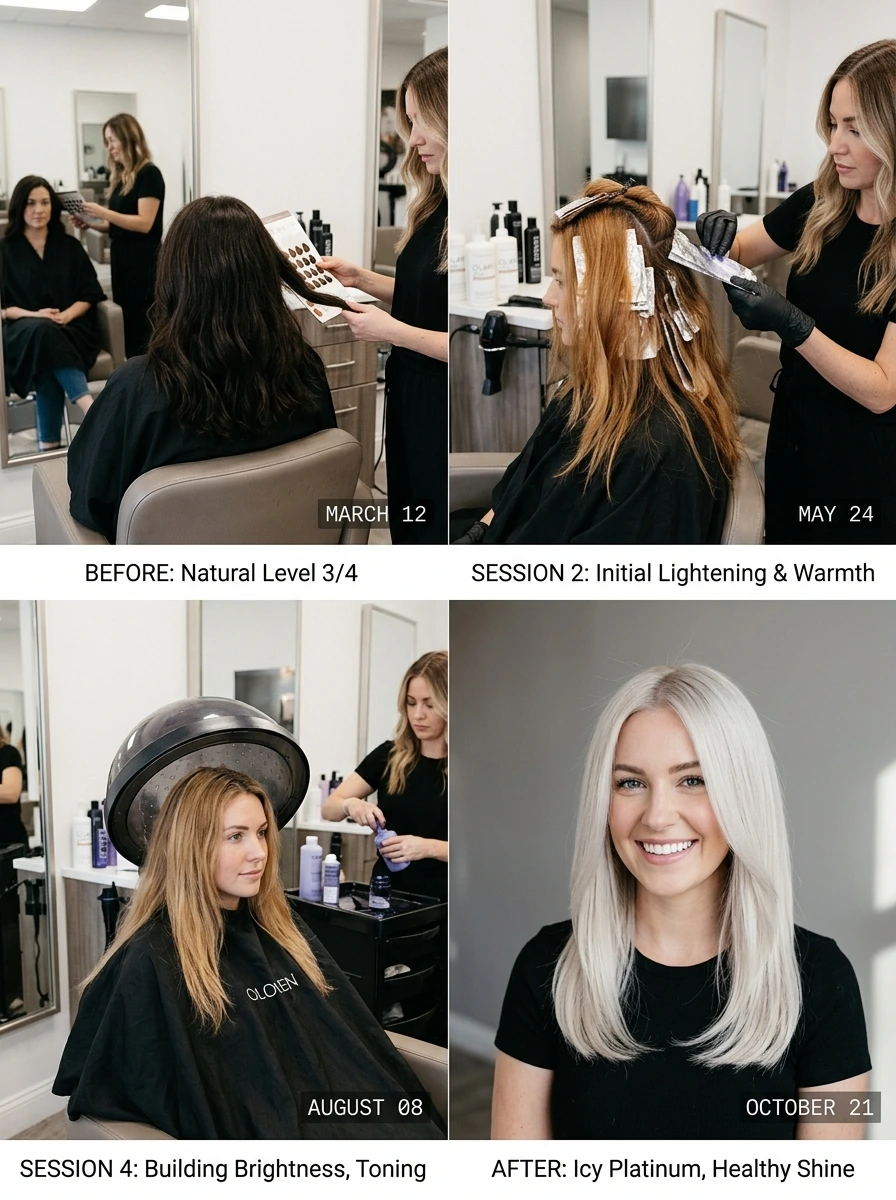 Icy Blonde Balayage on Dark Hair, the Honest Multi-Session Roadmap