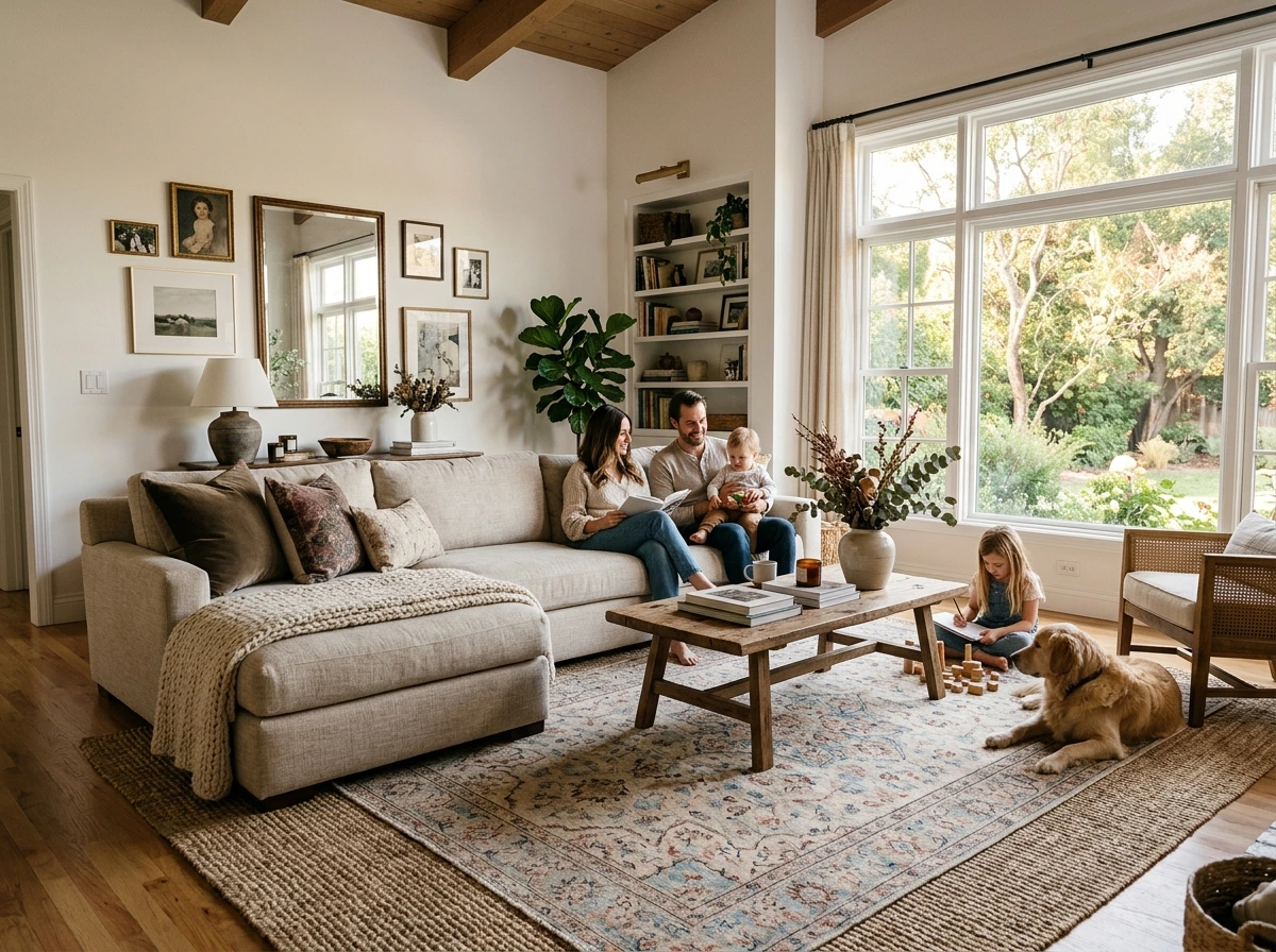Layer Two Rugs to Break Up a Big Sectional