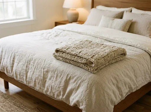 Layered Linen and Cotton, and the Bed That Looks Lived-In on Purpose