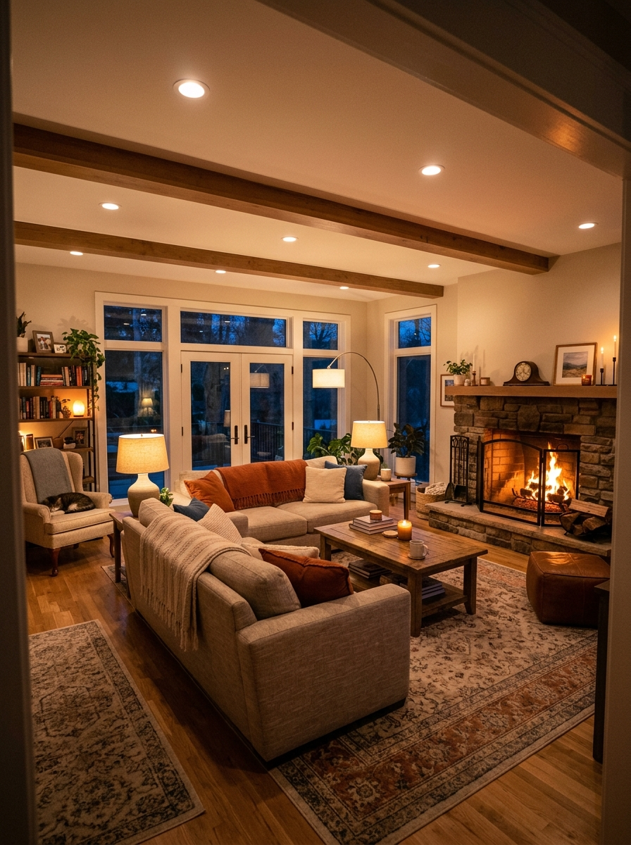 Lighting a Fireplace Room Means Working With the Fire, Not Around It