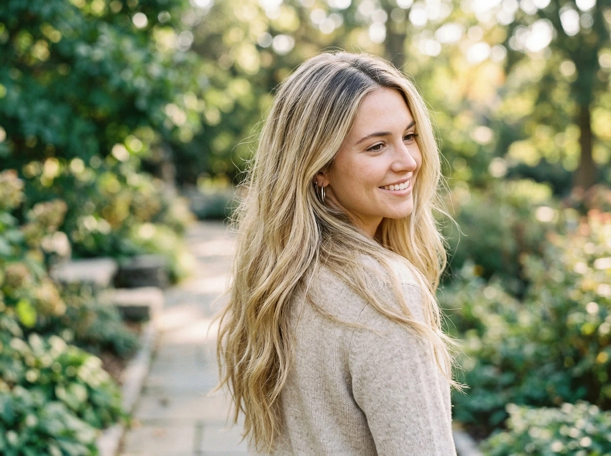 Lived-In Blonde Long Hair Color With Intentional Root Growth