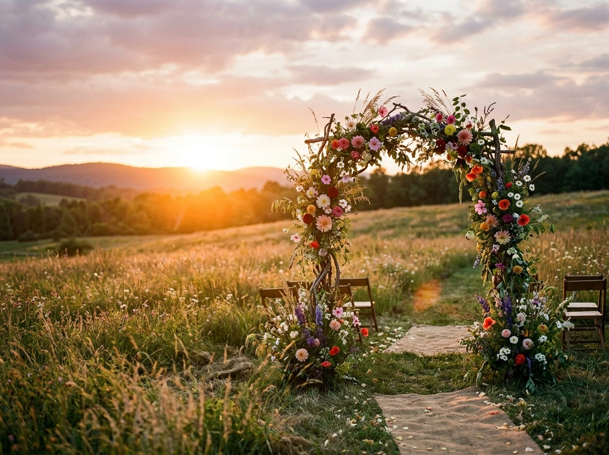 Meadow Wildflower Fall Wedding Arch Outdoor