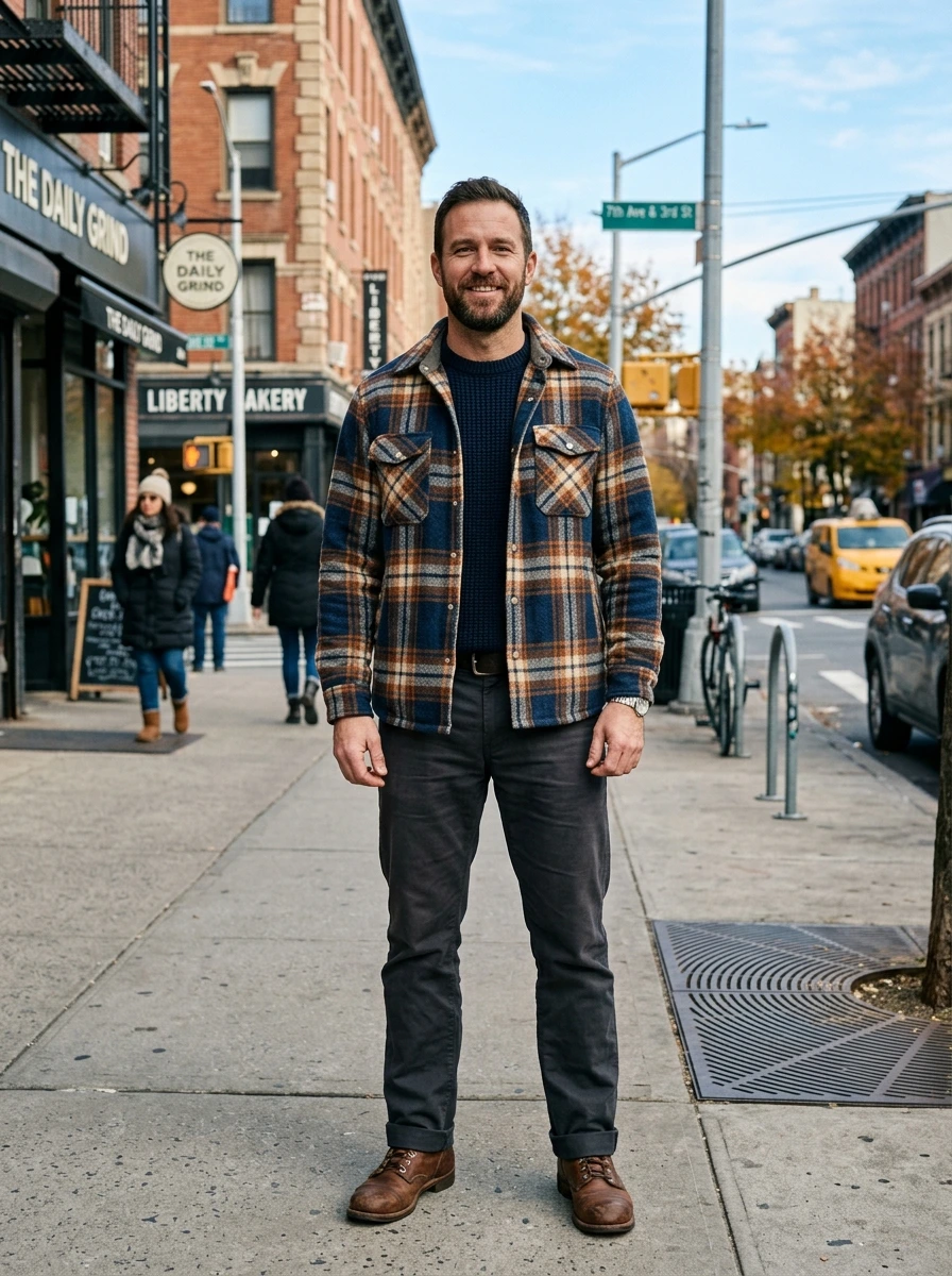 Men's Shacket Outfit Winter: Heavyweight Flannel for Cold Weather Days
