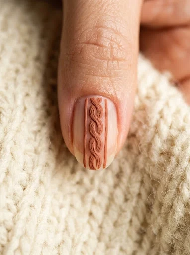 Negative Space Cable Knit: The Minimalist Sweater Nail Design for Busy Weeks