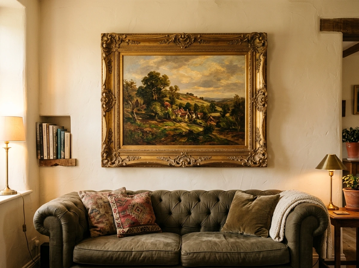 Oil Paintings and Wall Art Placement in a Classic Living Room