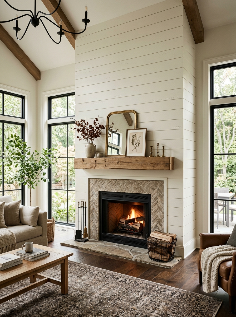 Paneling Around a Fireplace Wall Turns a Feature Into a Foundation