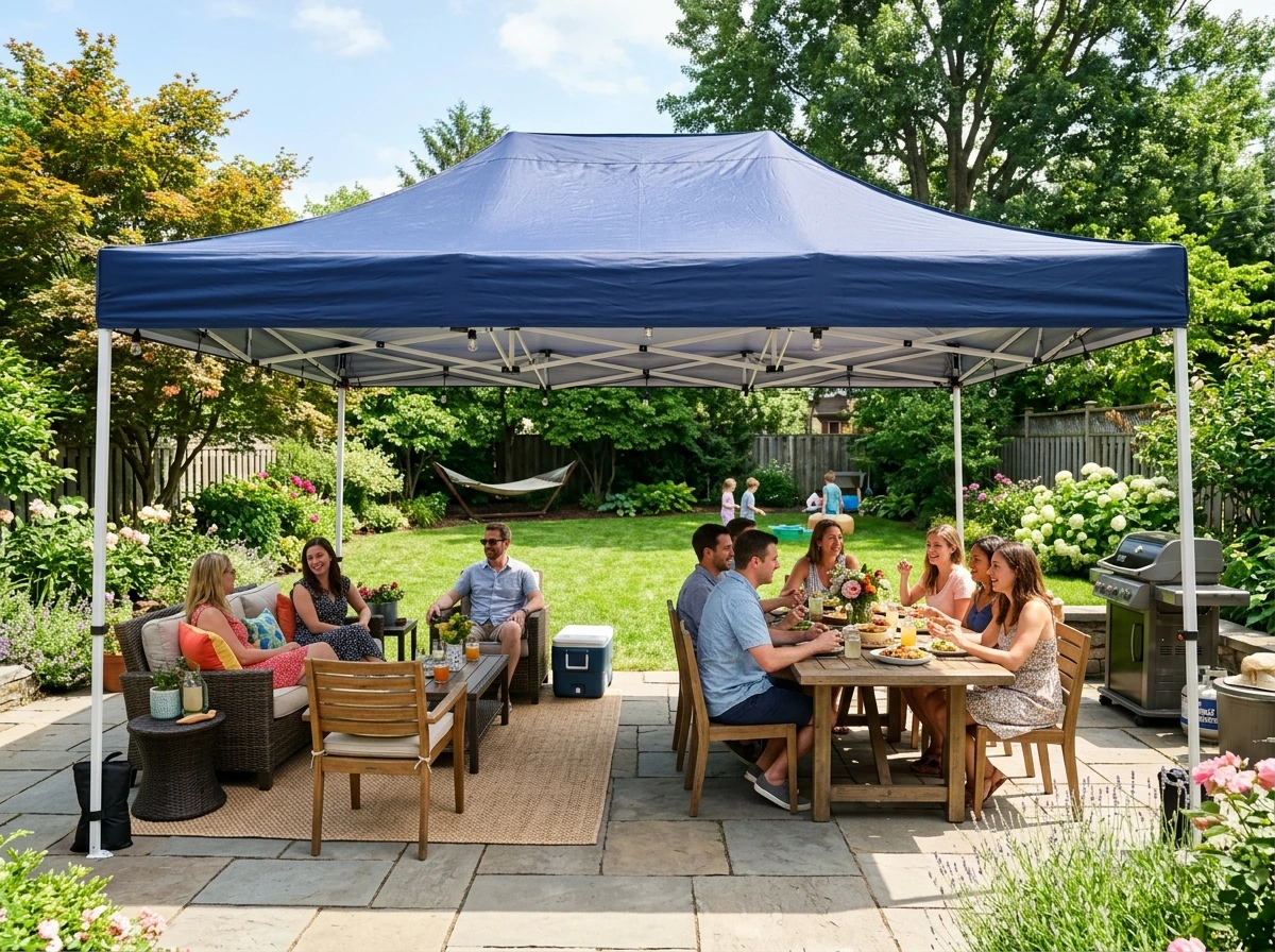 Party Tent and Shade Setup for Daytime Backyard Gatherings