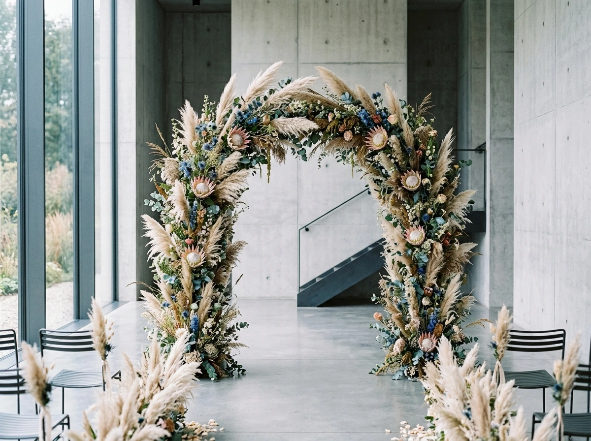 Protea and Thistle Fall Wedding Arch