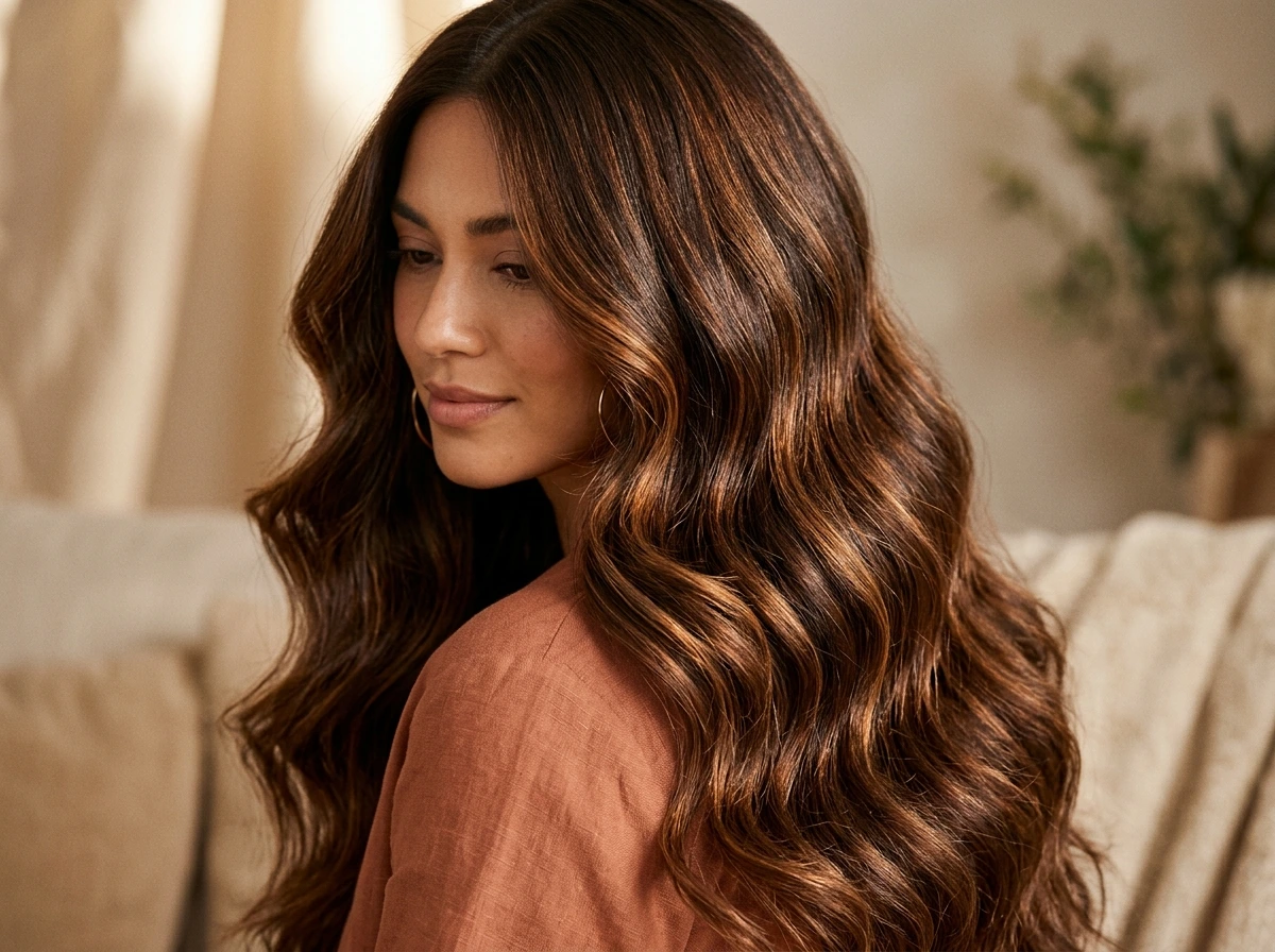 Rich Chocolate Brown Long Hair Color for Depth and Warmth