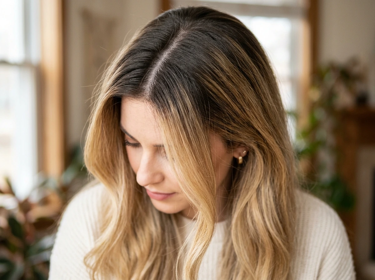 Root Smudge Technique on Long Hair for a Softer Grown-Out Appearance