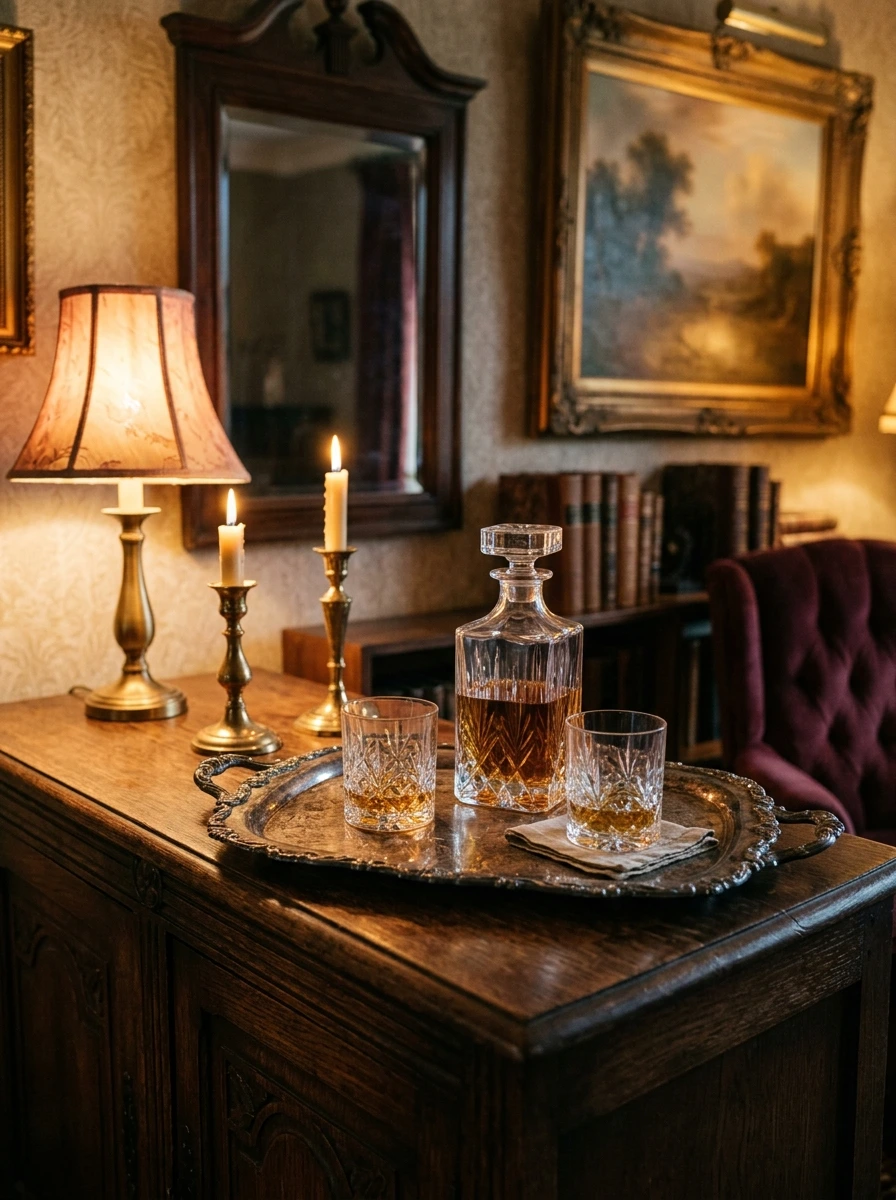 Silver and Brass Collectibles on Surfaces
