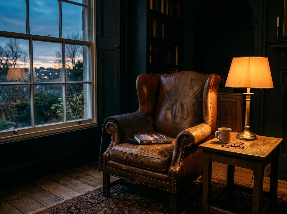Stepping Into the Reading Wing With a Cracked Leather Armchair