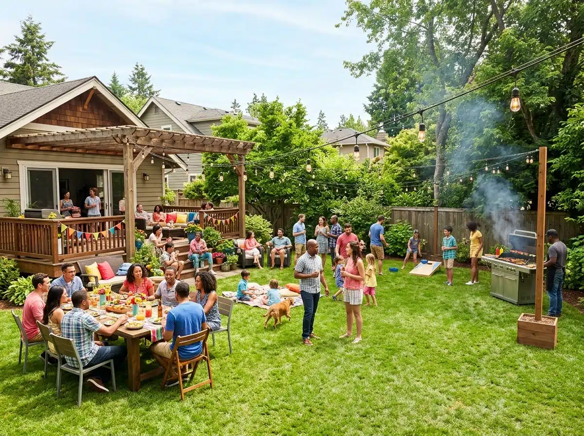 Summer Barbecue Entertaining Setup for a Crowd