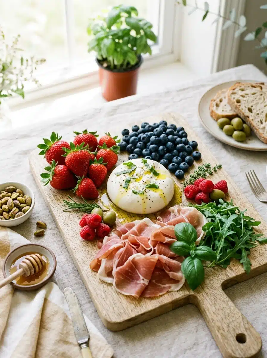 Summer Charcuterie Board With Fresh Berries and Light Cured Meats