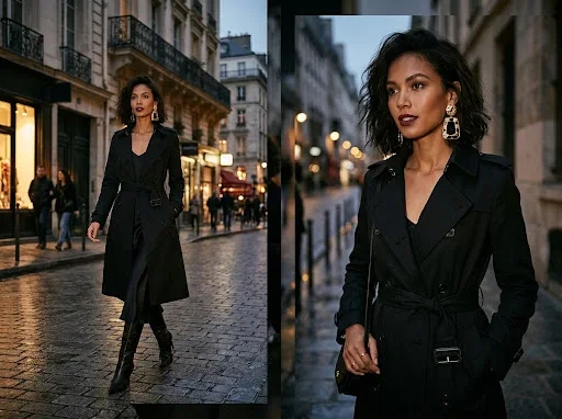 The Black Trench Coat Outfit That Doubles as Your Evening Look